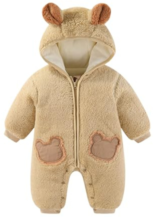Generico Unisex Bambino Inverno Pagliaccetto Tutine Invernale Cartone Animato Tutina Tuta in Pile per E Neonato Confortevole Leggero Cotone Orsetto Set Neonata Neonati Bebè