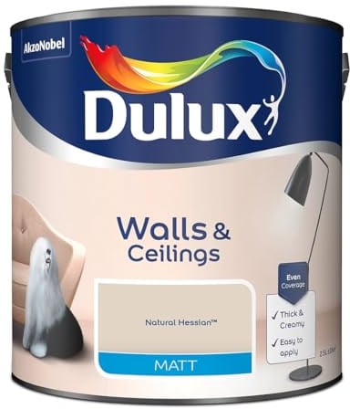 Natural Hessian Walls & Ceilings Matt Emulsion Paint 2.5L – Smooth Creamy Finish, Quick Dry, Low VOC, Easy Application for Interior Walls & Ceilings