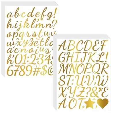 Rainway 30 Blatt Gold Glitzer Aufkleber, 1 Zoll Selbstklebende Vinylfolie - Wetterfeste & Wiederverwendbare Zahlen-Alphabet Sticker für Briefkasten, Möbel, Glas, DIY Deko zu Hochzeit oder Geburtstag