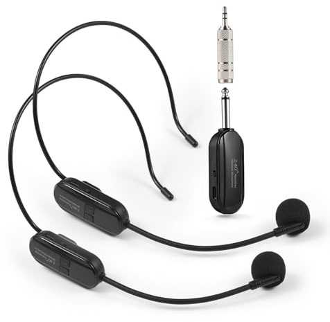 Luocute 2,4-G-Funkmikrofon-Headset, 164-Fuß-Reichweite, High-Fidelity-Mikrofon mit DSP-Rauschunterdrückungschip und 3D-Bühnenhalleffekt, für Karaoke-Lautsprecher, Verstärker, PA-System,