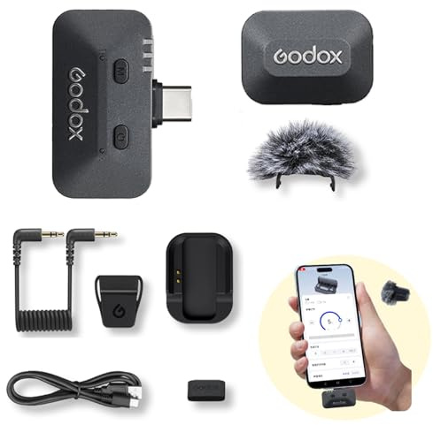 GODOX Alink Kit1 Lapel Microphone for Cameras and Phone, Digital Hot Shoe Connection Mic, 48kHz/24bit High-Res Audio, Cable-Free Audio System, 300m Remote Range, Noise Reduction, Content Creation