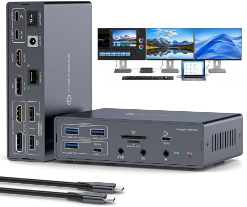 USB C Docking Station 3 Monitore mit DisplayLink, Triple 4K@60Hz Dockingstation für MacBook Pro/Air M5 M4 M3 M2 M1 & Windows Laptop, 19-in-1 USB-C Dock mit 2 HDMI 2 DisplayPort, 100W PD, USB 3.2