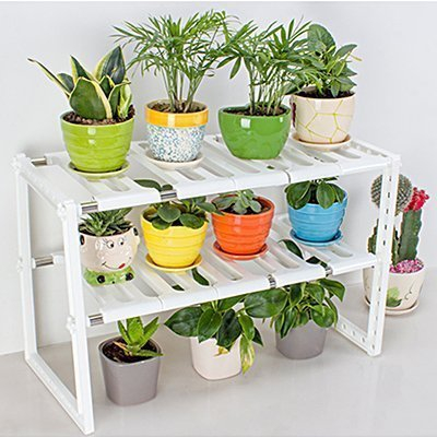 DEENZ UNDER SINK SHELF ADJUSTABLE EXTENDABLE STORAGE STAINLESS STEEL AND PP PLASTIC RACK MULTIPURPOSE KITCHEN BATHROOM UNDER SINK RACK SHELF ORGANISER STORAGE TIDY (PACK OF 1)