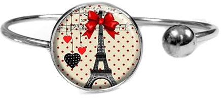 bracelet * Paris guinguette * tour Eiffel rétro noeud rouge
