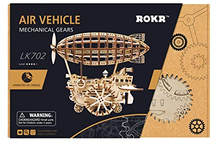 Robotime LK702 Air Vehicle Bausatz aus Holz hergestellt, Maße: 30 x 22 x 25 cm, Teile: 229 Stück