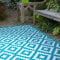 FH Home Outdoor-Teppich - wasserdicht, farbecht, wendbar - recycelter Premium-Kunststoff - Geometrisch - Terrasse, Veranda, Balkon - Aztec - Petrol & Weiß knitterfrei - 150 x 240