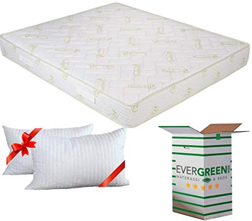 EVERGREENWEB Orthopädische Kaltschaummatratze 140x200 cm 20 Hoch, Bambusfaser Bezug, Atmungsaktiv, Hypoallergen + 2 Memory Foam Flocken Kissen KOSTENLOS mit MASSAGEEFFEKT | Fashion Bamboo