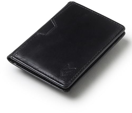 FOXHACKLE Portefeuille en Cuir avec Porte-Cartes de crédit pour Homme et Femme, Portefeuille Fin à Deux Volets avec Blocage RFID, Poche Avant Fine, Portefeuille Minimaliste, Petit étui pour Cartes