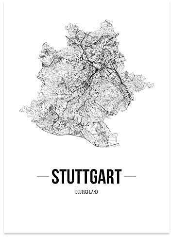 JUNIWORDS Stadtposter, Stuttgart, Wähle eine Größe, 60 x 90 cm, Poster, Schrift B, Weiß