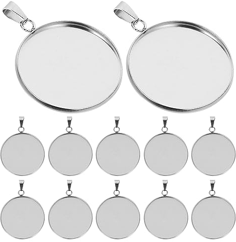 20 StüCk DIY SchmuckanhäNger Set Aus Edelstahl, Rundes Cabochon Rohling Tablett Mit 25mm Innenmaß, Silberfarben, FüR Schmuckherstellung Und Bastelprojekte