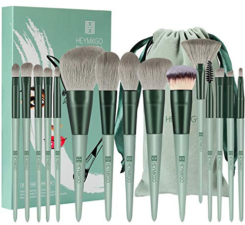 HEYMKGO Brochas De Maquillaje Profesional Pinceles Maquillaje 15 Piezas Brochas Maquillaje Cerdas Sintéticas De Primera Cónico De Kabuki Brocha Base Maquillaje Brocha Maquillaje Fluido