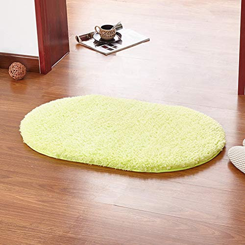 YAOTT Ovaler Badezimmerteppich rutschfest Maschinenwaschbar Weicher Wasserabsorbierende Fußabtreter für innen Badvorleger Badteppich Badematten Flauschige Mikrofaser Fussmatte Apfelgrün 60X160CM