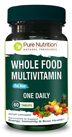 Pure Nutrition Whole Food Multivitamins for Men | 60 Tabs | One-A-Day | 100% RDA | 24 Natural Vitamins and Minerals | All Natural Plant Based Men's Multivitamin | 2 Months Supply