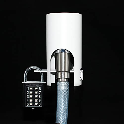Cubierta de grifo para exteriores, cerradura de grifo, cubierta protectora multifuncional para grifo y válvula para evitar pérdidas de agua (apertura pequeña tipo A, blanca, con cerradura)