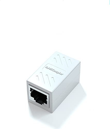 Herfair Confezione da 2 accoppiatori RJ45, accoppiatore Ethernet, accoppiatore di rete per Cat7, Cat6, Cat5e, Cat5, accoppiatore per cavo Ethernet (bianco)