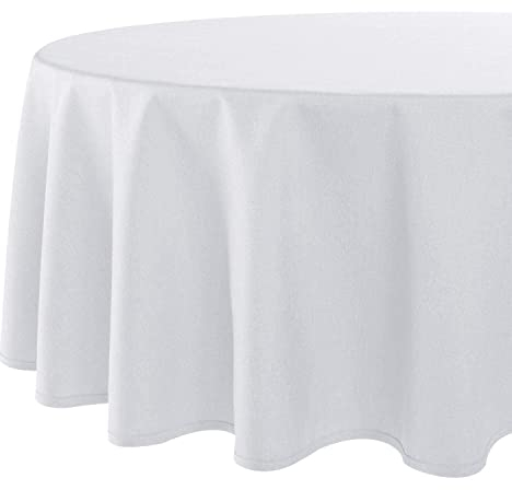 Tischdecke Wien Home, Moderne Tischwäsche mit Fleckschutz für das ganze Jahr, weiß, 160 cm rund