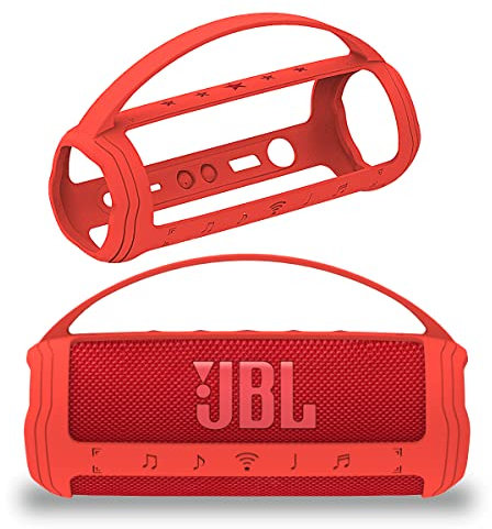 JCHPINE Silicone Cover Case for JBL Flip 6 Portable Bluetooth Speaker, Protective Carrying Holder for JBL Flip 6 Speaker Accessories (Red Case)