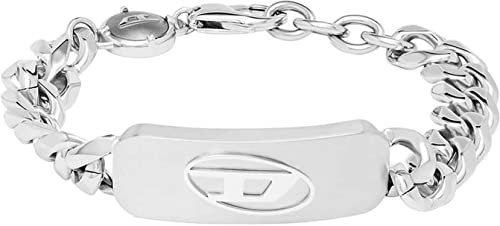 Diesel Armband Für Männer Stahl, Länge: 180-195mm, Breite: 14.2mm, Höhe: 4.5mm Silber Edelstahlarmband, DX1350040