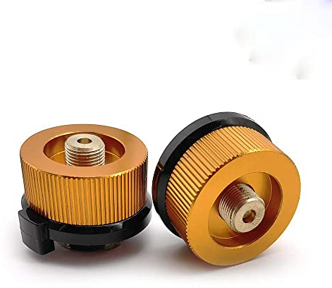 HREDZEO Camping Stove Adapter, 2 Pcs Portable, Compatible with Most Gas Tanks, Automatic Closing Function, Suitable for Split Type Furnace, LPG Fuel Type