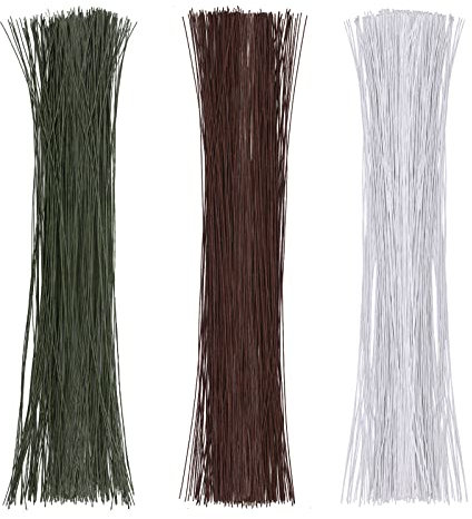 300 Pcs Floral Stem Wire, 26 Gauge WhiteGreenBrown Bouquet Stem, Bouquet Banquets, DIY Flower Crafts