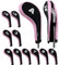 Andux Number Print Golf Iron Club Head Covers Long Neck with Zipper 12pcs/Set Black/pink
