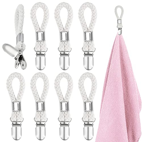 RUIJIE Aufhänger für Handtücher 8 Stück Handtuchclips Handtuch Clips Handtuchhalter Clips Handtuchaufhänger Haken Große Schlaufen Geschirrtuchclip Handtuchklammern Geschirrtücher Halter für Bad Kücher