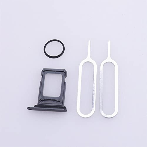 Für iPhone 14/14 Plus SIM-Kartenfach Slot Halter Ersatz, (Dual Card Version) mit wasserdichtem Gummidichtungsring + SIM-Kartenfach offener Auswurfstift schwarz