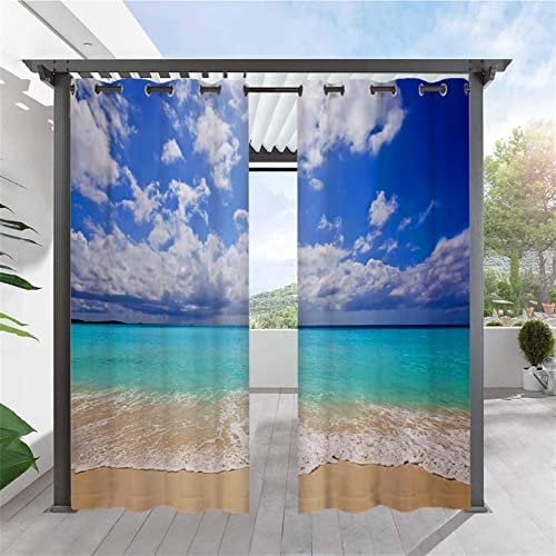 Heavyoff Outdoor Vorhänge Wasserdicht, Wetterfest Sichtschutz Terrasse Sonnenschutz für Balkon Veranda Pergola Gartenlaube 1 Stück, Stil 11, 117x160cm