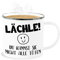 Emaille Becher Blechbecher - Statement Sprüche - Lächle du kannst sie nicht alle töten Emoticon schwarz - 300 ml - Weiß Silber - sarkasmus schlechte laune tasse spruch mit sprüchen metalltasse