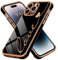 LCHULLE Compatible with iPhone 14 Pro Max Case for Women Girls,Cute Luxury Plating Love Heart Design Soft TPU Cover Shockproof Full Camera Lens Protection Phone Case for iPhone 14 Pro Max,Black
