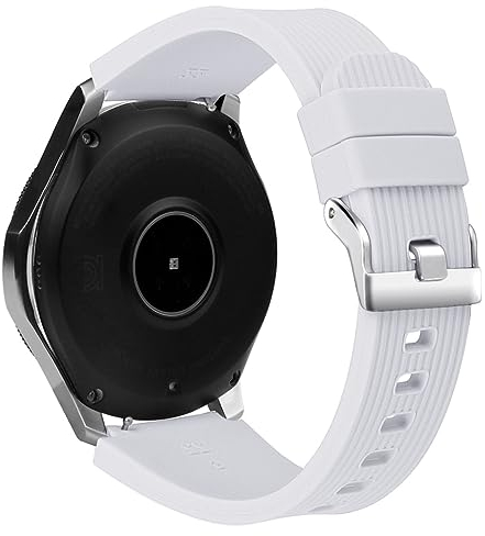 Armband Kompatibel mit Samsung Galaxy Watch 46mm, Galaxy Watch 3 45mm, Gear S3 Frontier/Classic, 22mm Weiche Silikon Ersatz Uhrenarmbänder für Huawei GT 2 46mm (Weiß)
