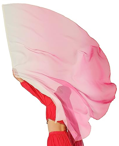 Tanzflagge Regenbogen Tanzflagge Frauen Chiffon Schleier Tanz Halbkreis Flagge Chiffon Schleier, Kostüm Tanzzubehör 5 # weiß rosa rot, 5#weiß, rosa, rot, Einheitsgröße