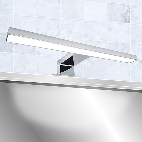 Leddy Living - Lampada LED da Specchio Bagno | Applique IP44 Anti-Appannamento | Luce Trucco 4000K | Facile Installazione | Design Moderno, Cromo, 30 cm, ABS