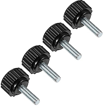 CoCud Manopole Serraggio Zigrinate, M4 x 14mm Maschio Filettatura 16mm Testa, Termoindurente Plastica Pollice Vite Impugnatura Bullone Pomello Nero - (per Tornio Macchinario), 4Pz