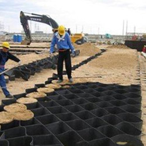 DAGROD Höhe 2/4 In skalierbares Hangschlammkontrollgitter, Anpassbare Länge HDPE-Kies Geozellen, Parkplatz Unterbau Arbeit Verstärkung Mesh (Color : H 10cm, Size : 5x11m/16.4x36.1ft)