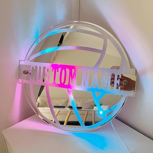 Personalisierte Spiegel Licht Fußball Neon Zeichen, benutzerdefinierte Name Neon Fußball Ball Zeichen, Fußball Sport Neon Nachtlicht für Schlafzimmer, Kinder Geschenke für Fußball Liebhaber