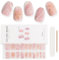 EBANKU 20PCS Gel Nail Stickers, Pink Marble Holy Gel Nail Strips Long Lasting for Women Manicure