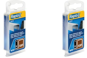 Rapid 5000556 Tackerklammern Typ 53F, 8mm Klammern, 970 Stk., Flachdrahtklammern für Novus Hand- und Elektrotacker (Packung mit 2)