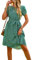 IFFEI Sommerkleid Elegante Kleider Damen Damen Leicht Boho Blumenkleider Kurz Rüschen Strandkleid mit Gürtel Grün M