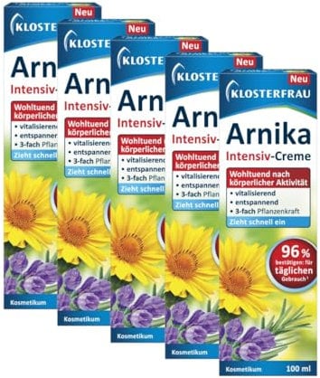 Klosterfrau Arnika Intensiv-Creme | Wohltuend nach körperlicher Aktivität | Vitalisierend und entspannend | 3-fach Pflanzenkraft | 5 x 100ml