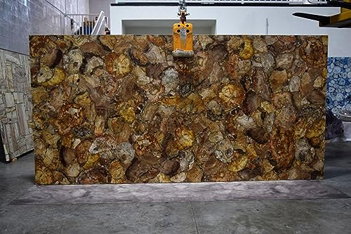Gifts And Artefacts 48 x 72 Zoll brauner versteinerter Stein Flur Tischplatte rechteckige Form Marmor Epoxy Esstisch mit eleganter Optik