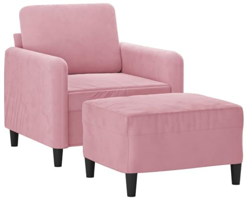 vidaXL Sessel, Relaxsessel mit Fußhocker, Fernsehsessel für Wohnzimmer, Polstersessel Ruhesessel TV Sessel Loungesessel, Rosa Samt