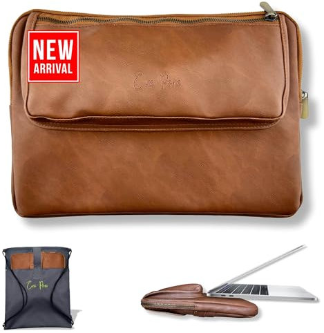 EVAPERA Executive Combination Macbook Laptop Case Bag with Ingenious Backpack A+Grade Faux Leather Functional Business Briefcase School Travel Handbags for Women&Men Water Repellent (Tan, 13.3 In)
