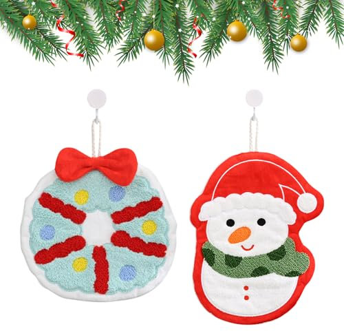 FILOEEX 2Stk Weihnachts Küchentücher,Weiches und Sehr Saugfähiges,Winter Weihnachten Handtücher,Küchenhandtuch Handtücher,Weihnachtshandtücher,Geschirrwaschlappen für die Küche