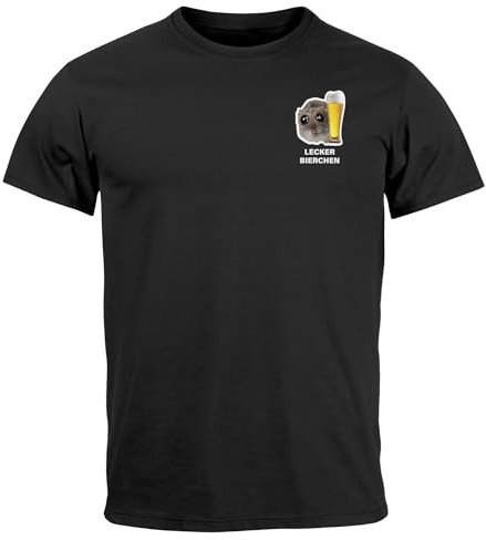 MoonWorks® Herren T-Shirt Lecker Bierchen Bier Alkohol Sad Hamster Meme Fun-Shirt Spruch lustig schwarz XL
