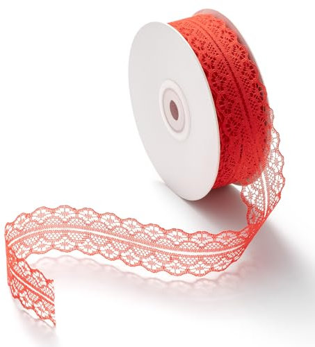 CHUQING Spitzenband Vintage, Spitzenborte Rot, Spitze Dekoband Zierband Geschenkband breit 3cm Schleifenband Hochzeit