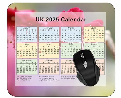 YENDOSTEEN 2025 Kalender Mauspad,Zweig Pflaume Frühling Blumen rutschfeste Gummi-Mauspads für Bürocomputer,Laptop