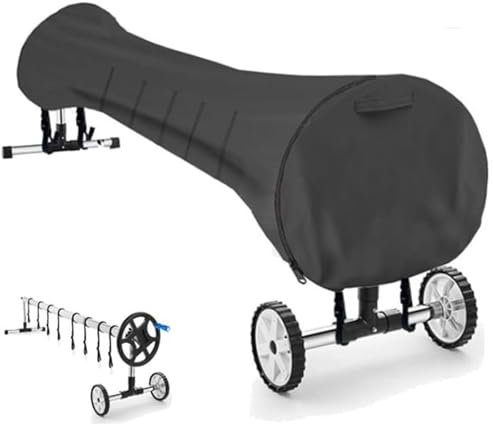 XUHCLY Pool Cover Reel Schutzhülle,Pool Aufroller Abdeckung,Pool Aufroller Abdeckung Wasserabweisenden Poolabdeckung Aufroller,Pool-Aufroller Abdeckung,Pool Reel Abdeckung(Size:20ft,Color:Black)