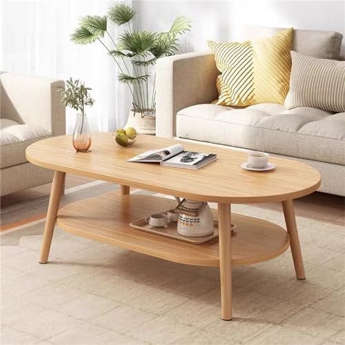 SYASDFG 2 Tier Coffee Table with Open Storage Shelf,Coffee Table for Living Room, Low Oval Coffee Table,for Living Room,Small Space