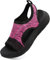 VTASQ Sandales Orthopédiques Mode Femme - Été Bout Ouvert, Plage, Leger Confortable, Respirante Tricot, Sport, Marche - Noir Rose Rouge EU 39